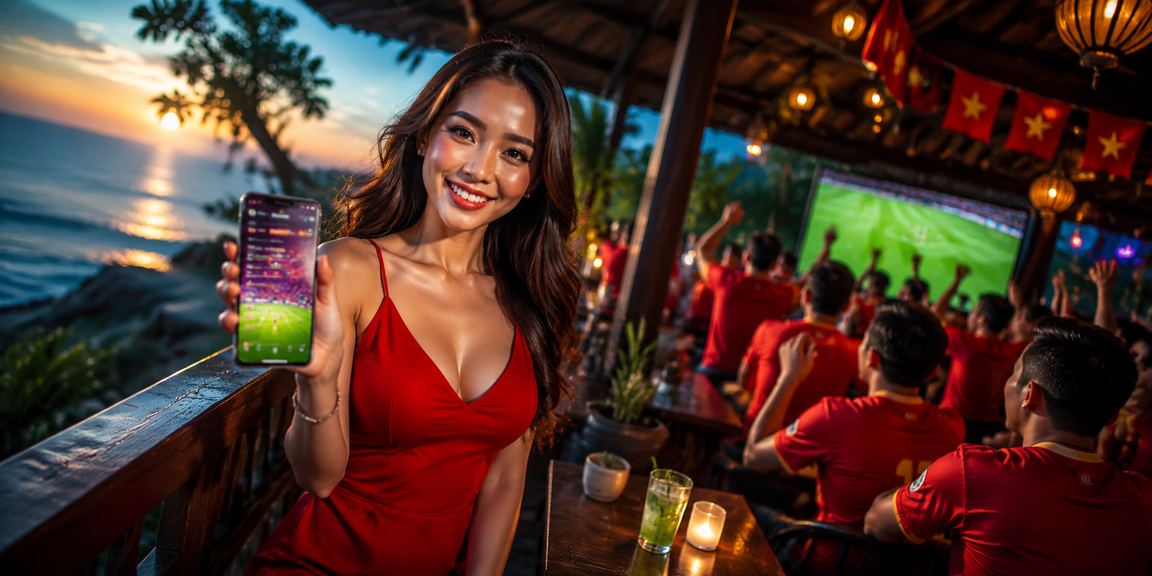 Người chơi cá cược bóng đá tại bãi biển Đà Lạt với điện thoại